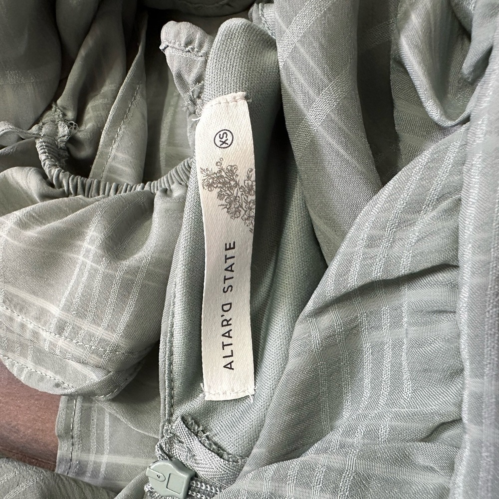 Altar'd State Sage Green Plaid Ruffle Tiered Maxi Dress XS DYDW3908PL-E - Picture 5 of 7